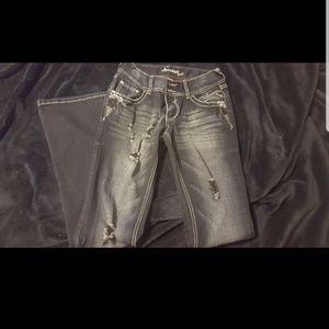 Distressed Amethyst Bootcut jeans